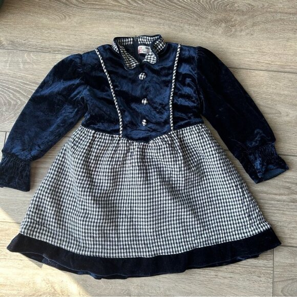 Vintage Boleiloy From Japan Velvet Plaid Ruffles Dress - Picture 3 of 15